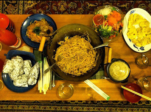 The table at a past poetry potluck (Photo by An Xiao) The table at a past poetry potluck (Photo by An Xiao)